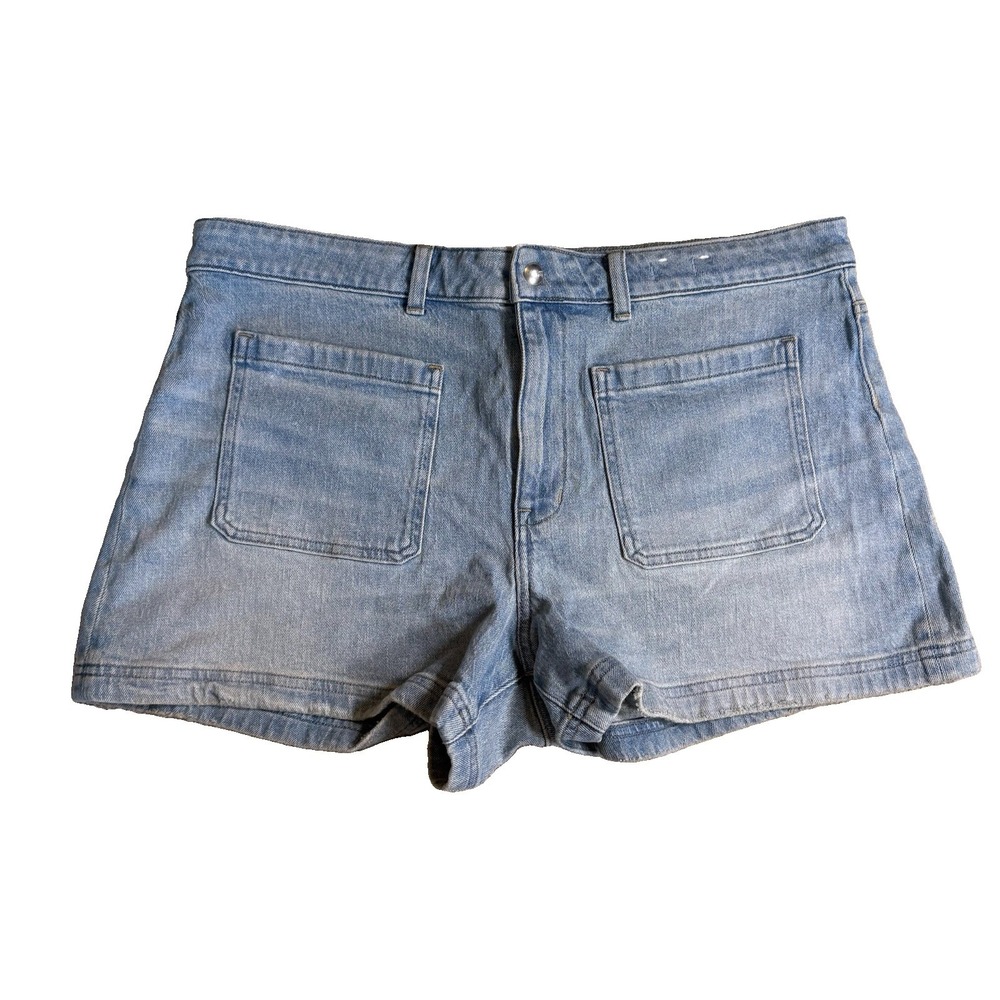 Madewell Emmett High Rise Short Womens 33 Light Wash Cotton Patch Pocket Zip